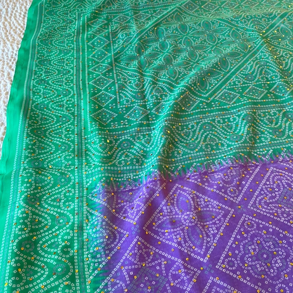 Saree with gold sparkling dots